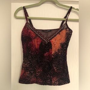 Burned out velvet crop top, wine colored, size S, semi-sheer great condition